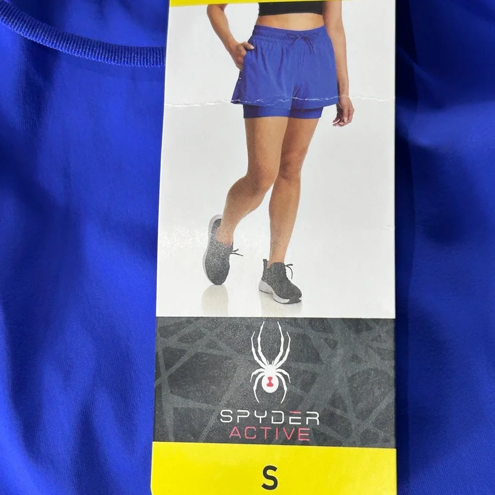 Spyder Active Mens Perennial Blue 2-in-1 Running Shorts Small 1753161 NWT‎